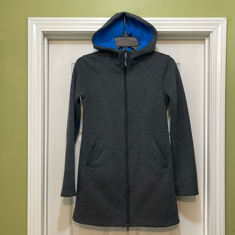 Athleta - Redwood - long full zip hoodie jacket - gray - size XS